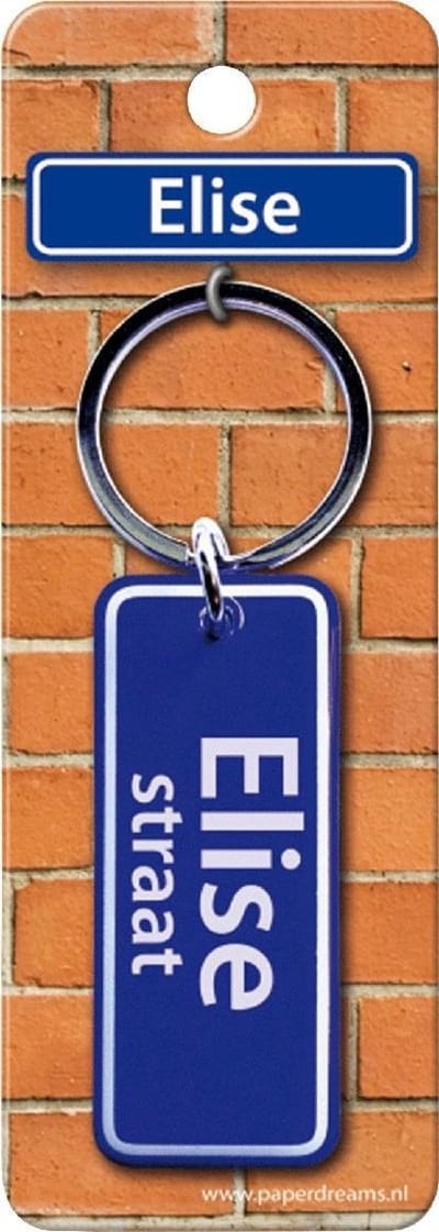 Paper Dreams Sleutelhanger Straatnaam Elise 9 Cm Staal Blauw