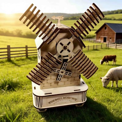 Windmolen 3D Houten Puzzel Miniature de Perfecte Vakantiecadeau : Ideaal Ideaal voor Halloween Kerstmis Plus Verjaardagen wit