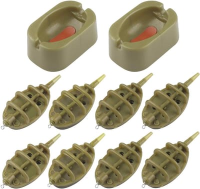10 Stuks Inline Feeders voor Karpervissen, Snelle Release Methode Feeders en Mallen