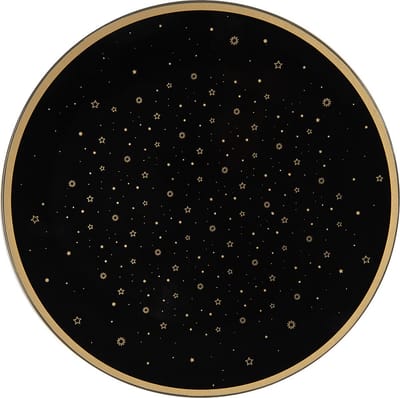 Clayre & Eef Onderbord Ø 33 cm Zwart Goudkleurig Kunststof Sterren
