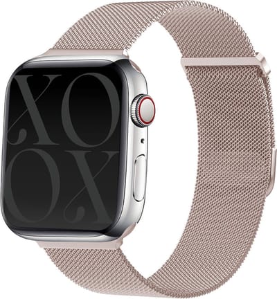 xoxo Wildhearts Luxe Milanese band - Geschikt voor Apple Watch bandje - Series 1/2/3/4/5/6/7/8/9/10/SE - Maat: 38 mm / 40 mm / 41 mm / 42 mm - RVS metalen bandje met magneet - Milanees iWatch bandje - Horlogeband - Rosé Goud