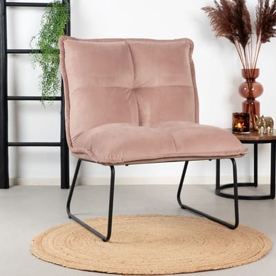 Bronx71® Velvet fauteuil Malaga roze