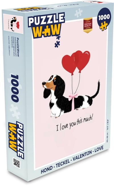 Puzzel Hond - Teckel - Valentijn - Love - Legpuzzel - Puzzel 1000 stukjes volwassenen