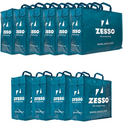 Zesso Big Shopper Maxi Mix Zesso Bag 4x L, 6x XL - Opbergtassen Set van 10 - Verhuispakket