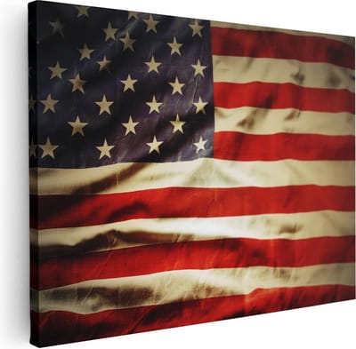 Artaza Canvas Schilderij Amerika - 40x30 cm - Klein - Wanddecoratie Vlag - Muurdecoratie Woonkamer - Kamer Accessoires