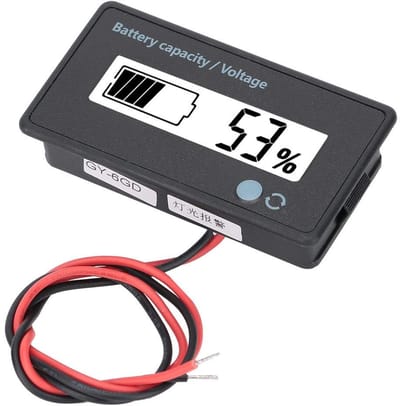 Dailygoody - Accucapaciteit Monitor - LCD-display - Eenvoudig in gebruik - Wit - Geschikt voor lood-zuur en lithium-ijzer batterij - Inclusief schakel