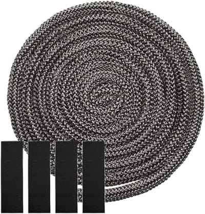 Kachelafdichting 8 mm x 2.5 m, Plat voor Inbouw, Geschikt voor Haard, Houtkachel en Oven Deur, Zwart, Duurzame Isolatie