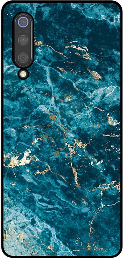 Smartphonica Telefoonhoesje Geschikt voor Xiaomi Mi 9 met marmer opdruk - TPU backcover case blue marble design - Blauw geschikt voor Xiaomi Mi 9