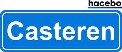 Hacebo - Plaatsnaam Sticker - 29x10 CM - Casteren sticker - Verkeersborden sticker - grappige cadeaus - Casteren