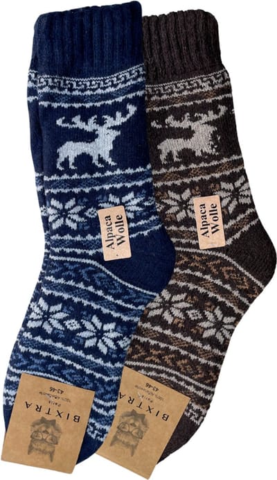 green-goose® Alpaca Sokken | 2 Paar | 100% Alpaca Wol | Bruin/Grijs | Maat 43-46 | Heerlijk Warm en Rekbaar