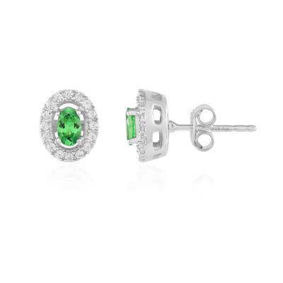 Cavill - Oorbellen met 0,51 ct Lemshuku Tsavoriet - 925 Sterling Zilver - Groene Edelsteen - Pave Zirkonia - Elegant Zilver Sieraad