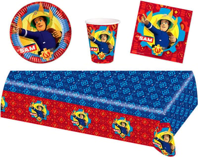 Brandweerman Sam - Feestpakket - Feestartikelen - Kinderfeest - 8 Kinderen - Tafelkleed - Bekers - Servetten - Bordjes