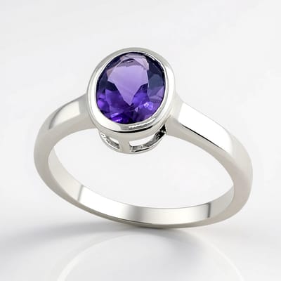Cavill - Zilveren ring 925 Sterling met 1 008 ct Zambia Amethist - Ovaal slijpsel - Brede elegante damesring paars 22x19 mm