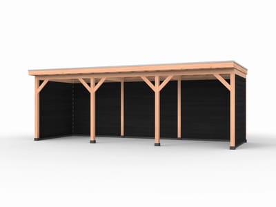 Douglas overkapping, 750 x 250, met zwarte achterwand en twee zijwanden, Westwood Comfort Plus