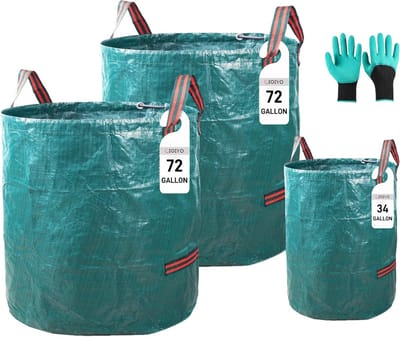 Herbruikbare Tuinzakken - Vuilniszakken Tuin - Afval Verzamelen - Versterkte Handgrepen - 3 Maten Set - Groen