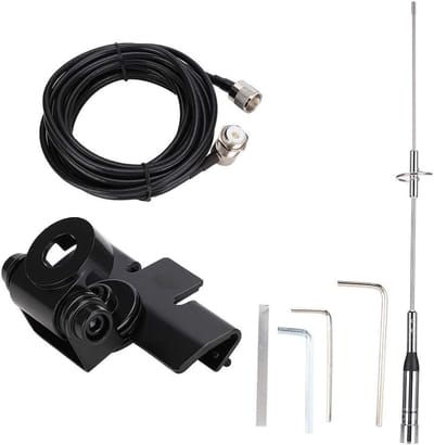 Autoradio Antenne - Mobiele VHF - Signaal Ontvangen - Volledig Waterdicht - 5m Kabel - Zwart