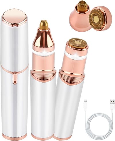 Gezichtshaarverwijderaar Dames - Elektrisch Epilator - Gladde Huid - Verwisselbare Koppen - USB Oplaadbaar - Wit