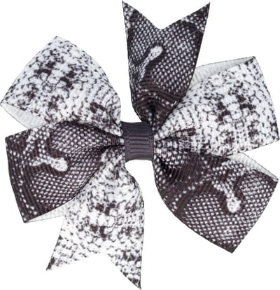 Haarsoires Haarspeld Duckklem 6,5cm – Strik van Stof – Slangenprint – Zwart Wit - Sterke Haarclip voor Styling & Dagelijks Gebruik - Hair Clip - Decoratieve Haaraccessoire