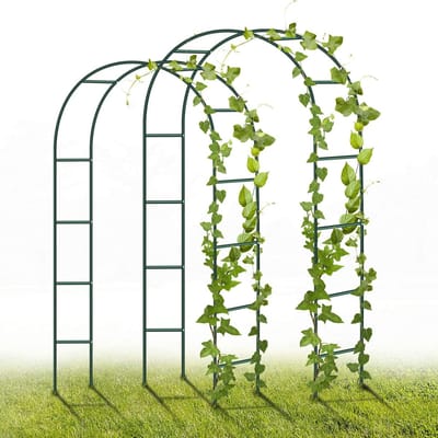 Rozenboog Metaal - Tuinboog Decoratie - Planten Ondersteunen - Weerbestendig Staal - 240 x 140 cm - Groen