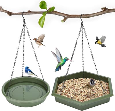 2 in 1 Hangend Voederbak en Vogelbad - Vogeldrinkschaal - Voor dieren waterbak voor buiten tuin en terrasdecoratie - Voor Vogels om te Drinken en te Baden - Groente