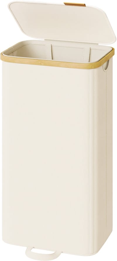SONGMICS - Wasmand - Wasmand met Deksel - Uitneembare Zak - Bamboe Frame - Voor Wasruimte Slaapkamer