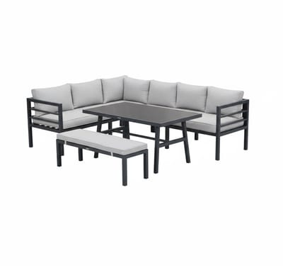 Garden Impressions Bleco II lounge-diningset- carbon black-desert sand