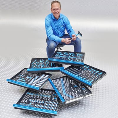 Datona® Gereedschapsset 297-delig in carbon look softmodules - voor 8 lades