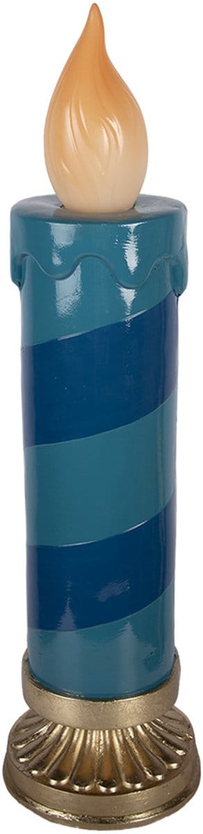 Clayre & Eef LED Kaars Kandelaar Ø 18x67 cm Blauw Keramisch materiaal
