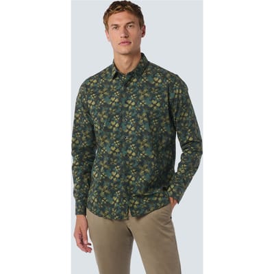 No Excess Shirt Stretch Allover Printed Dark Green Maat: M | Casual Overhemden Outlet | Heren | Groen