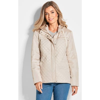 Gewatteerd jack met capuchon - steengrijs - Gr. 40 van Goldner Fashion