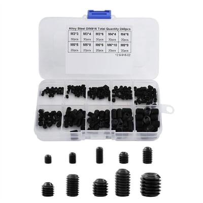 Dailygoods- Grubschroef 240 Stuks - RVS - Metrische Schroefdraad - Scherpe Draad - Nauwkeurig - Niet Giftig - Inbusschroef