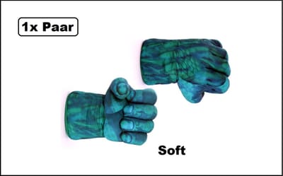 Paar super smash handschoen groen - Avengers festival thema feest party fun Hulk