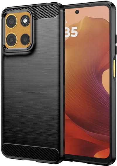 Hoesje geschikt voor Motorola Moto G17/G17 Power/G15/G15 Power - Techsuit Carbon Silicone Back Cover - Zwart