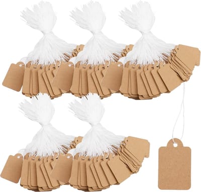 Labels - 500 Stuks - Labels Karton - Prijs Labels - Cadeaulabels - Blanco - Met Touw - Karton - Blanco Cadeaulabels Met Touw Karton - Beschrijfbare Hangende Labels - Voor Bruiloft, Cadeau, Kerstmis - Niet Gemakkelijk Te Scheuren - 2.2x3.5 Cm