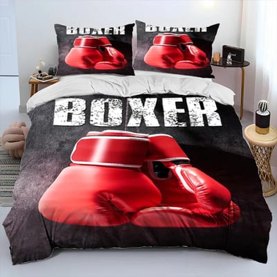 Ensemble de literie couette de combat de boxeur 3D, housse de couette ensemble de lit taie d'oreiller, ensemble de literie taille king queen adulte 150x200cm 3pcs