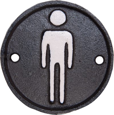 Clayre & Eef WC Bordje Heren Ø 8 cm Bruin IJzer Man