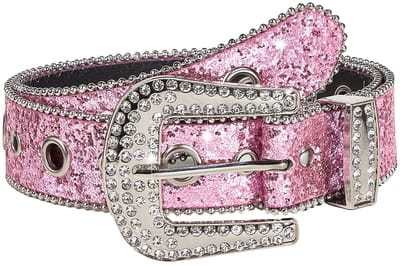 Cosensi- Tailleriem Glanzend - Damesriem met Strass - Leren Riem - 103 cm - 3,8 cm Breedte - Luxe Look
