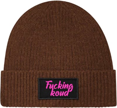 Fucking koud wintermuts rib walnut | fluor roze - soBAD. | Wintersport | Après ski verkleedkleren | Unisex | Heren en Dames Beanie