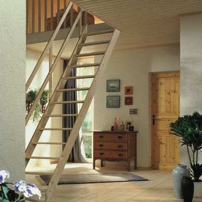 BPS Deluxe Extra Brede Ruimtebesparende Trap – Tot 2,83 m Vloer tot Vloer Hoogte – 250 kg Draagvermogen – Inclusief Leuning – Duurzaam Sparrenhout