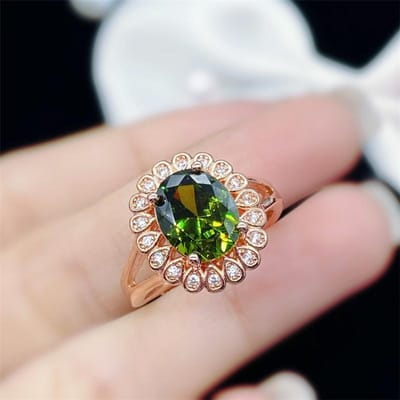 POMOiii Nieuwe Temperament Mode Rechthoek Bloemvorm Groene Opening Ringen Voor Vrouwen Zirkoon Verlovingsfeest Fijne Elegante Sieraden Gift Adjustable Opening
