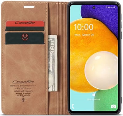CaseMe 013 Hoesje Geschikt voor Samsung Galaxy A53 Book Case met Pasjeshouder Bruin