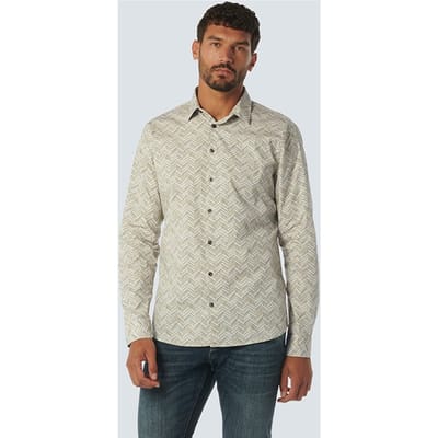 No Excess Shirt Stretch Allover Printed Cream Größe: S | Casual hemden Outlet | Herren | Weiß