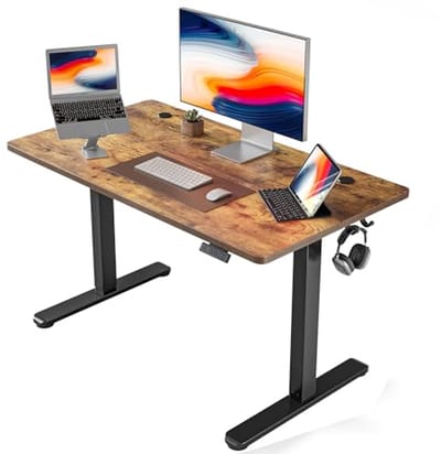 Elektrisch In Hoogte Verstelbaar Bureau 100x60 cm - Sta Bureau voor Thuis en Kantoor met Scheidingsbord