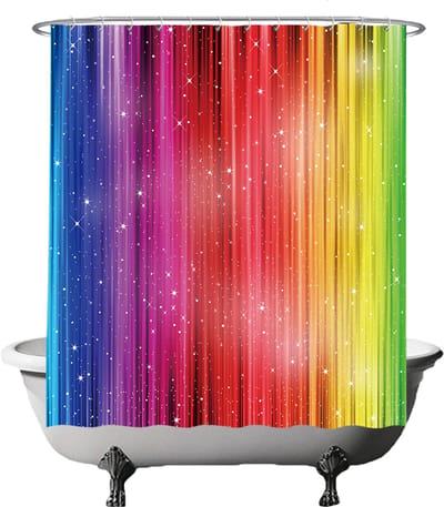 Ulticool Douchegordijn - Regenboog - 180 x 180 cm - met 12 ringen - Anti Schimmel - Waterdicht & Wasbaar - Semi Transparant - Multicolour