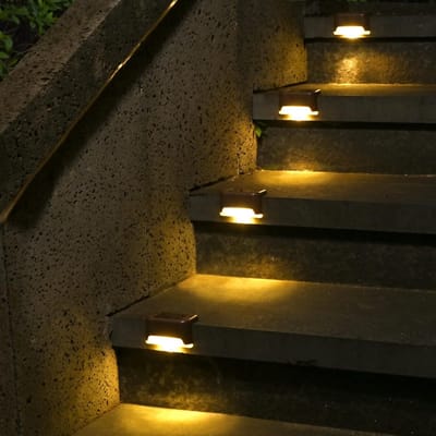 Solar deck light 12-pack, waterdichte led-verlichting voor buitentrappen, trappen, omheiningen, binnenplaats, binnenplaats en paden (warm wit)