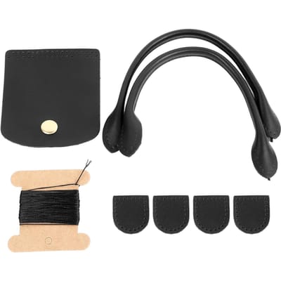 Sangle de Sac à Main en Cuir Bricolage Poignée de Sac à Main Mode avec Rabat Fermeture Éclair Stopper pour Fournitures de Fabrication de Sacs à Main Black Upper Leather