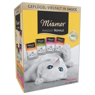 Gemengd Probeerpakket Miamor Ragout Royale 12 x 100 g Kattenvoer - Mix Gevogelte in Saus