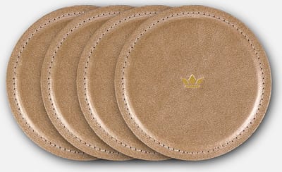 Dutchdeluxes - Luxe - Onderzettes - Waterafstond - Leer - 4 stuks - Pearly rose