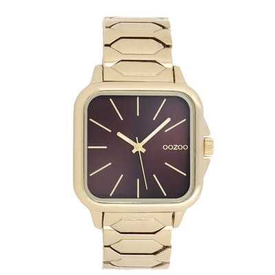 OOZOO Timepieces - Goudkleurige horloge met roestvrijstalen armband - C11607