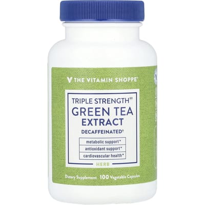 The Vitamin Shoppe, extrait de thé vert, triple concentration, décaféiné, 100 gélules végétales